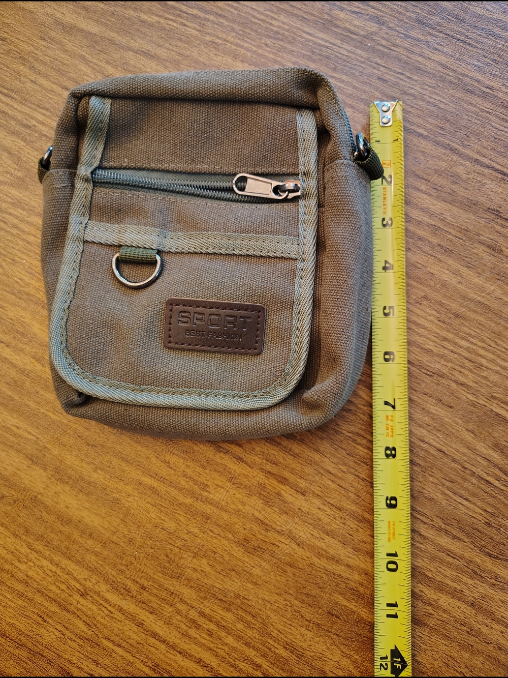 Olive Green Canvas Crossbody Bag for Men